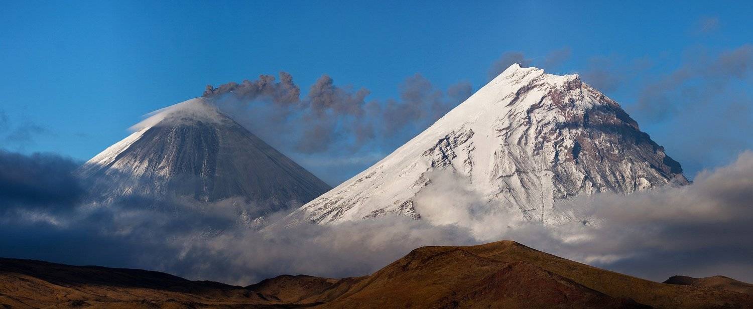 камчатка, вулкан, ключевская, сопка, извержение, камень, пепел, облака, Денис Будьков