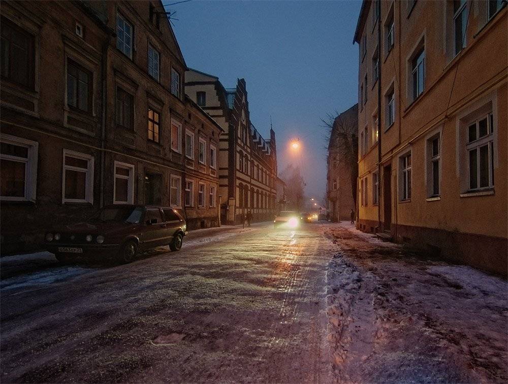 зима, вечер, улочка, Александр Титаренко