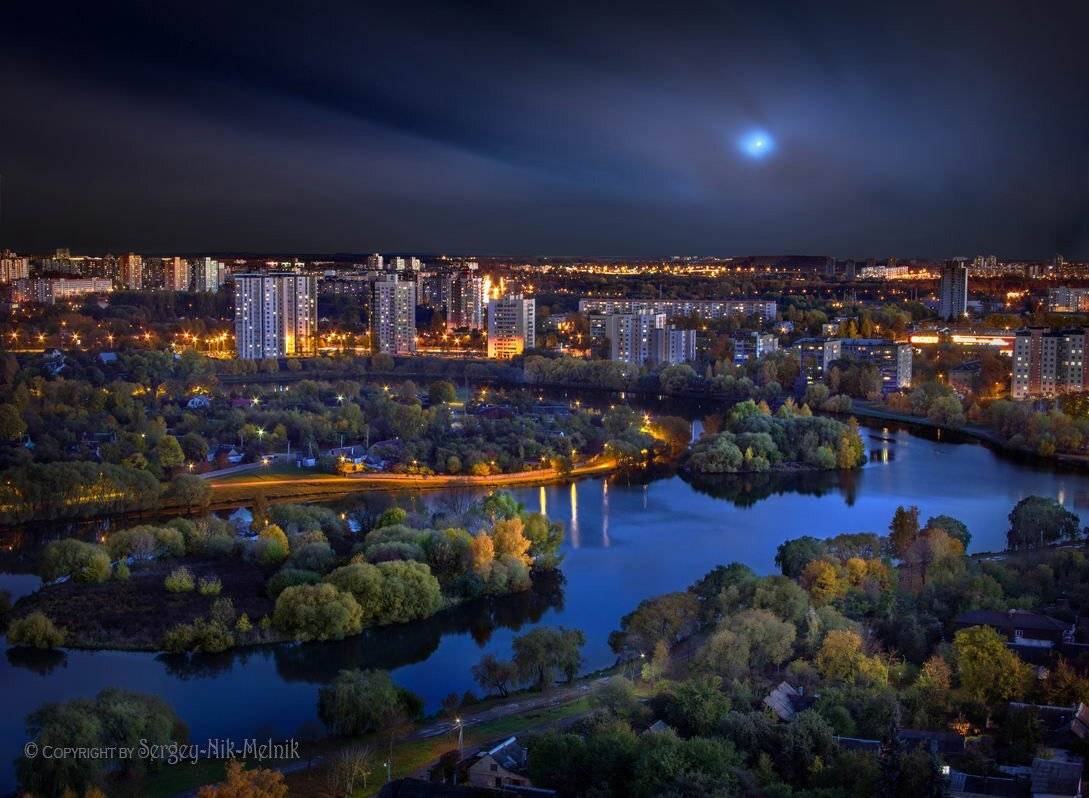 беларусь, город, минск,  вечер, луна, фотосфера-минск, Melnik-oy Serg-N-