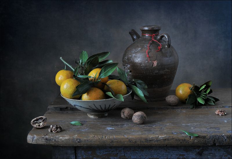 натюрморт , мандарины, кувшин С китайскими мандаринами ) фото превью