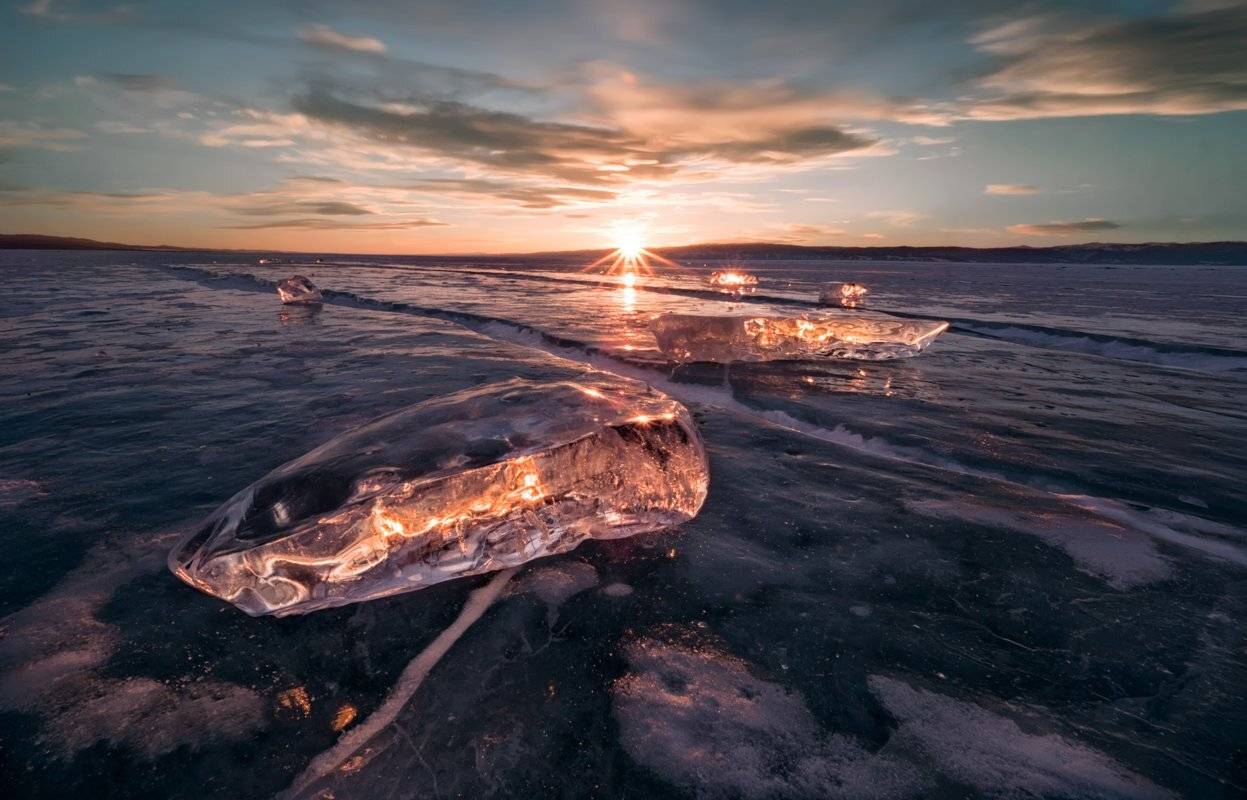 байкал,лед,закат,прозрачный лед, пейзаж, снег, алмаз, облака,вечер, путешествие,природа,экология,фотообои,небо,солнце, Elena Pakhalyuk