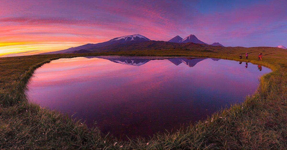 Камчатка, лето, природа, путешествие, вулкан, озеро, пейзаж, закат, Денис Будьков
