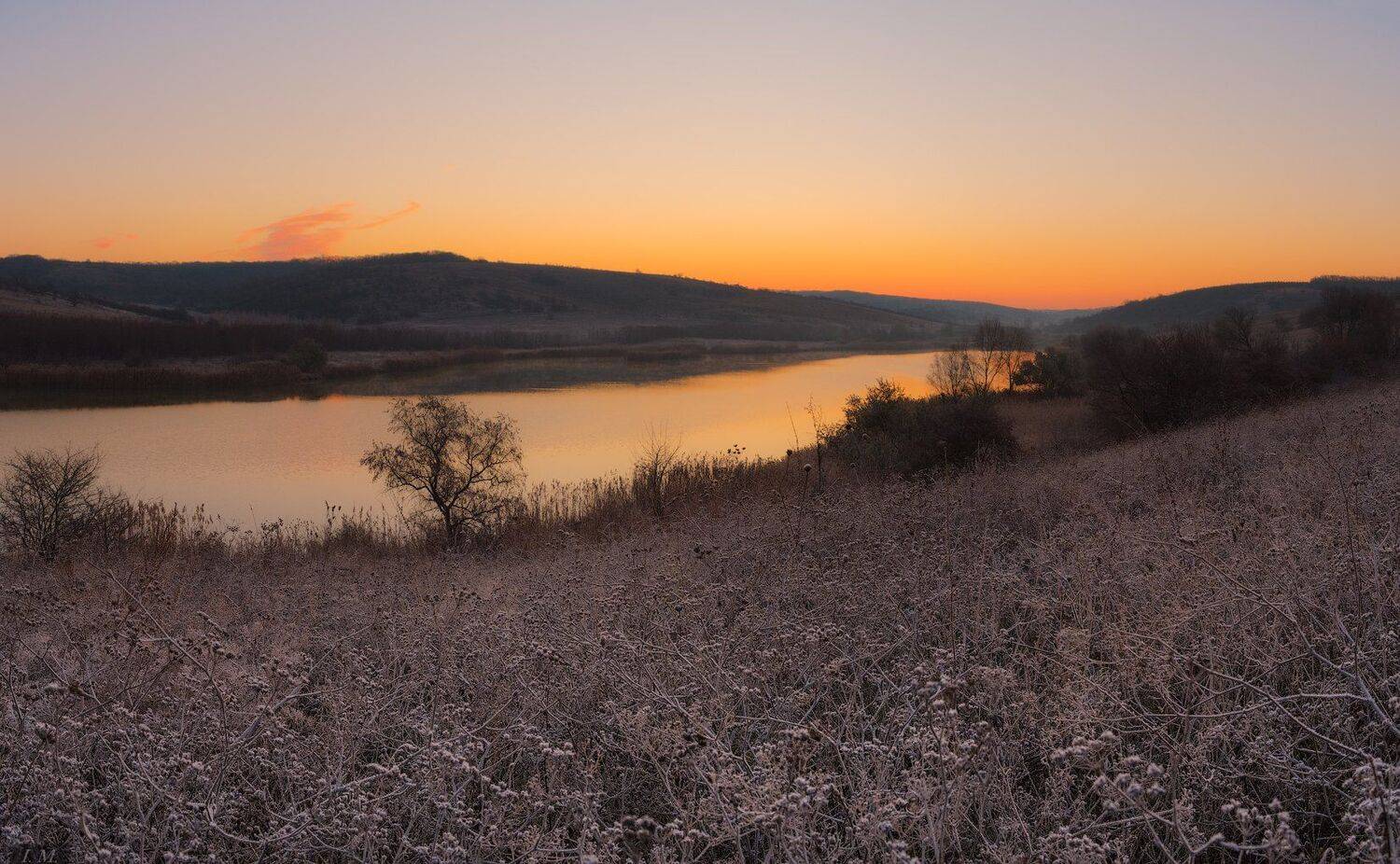рассвет, ноябрь, озеро, утро, иней, панорама, lake, autumn, november, morning, frost, sunrise, panorama, I'M