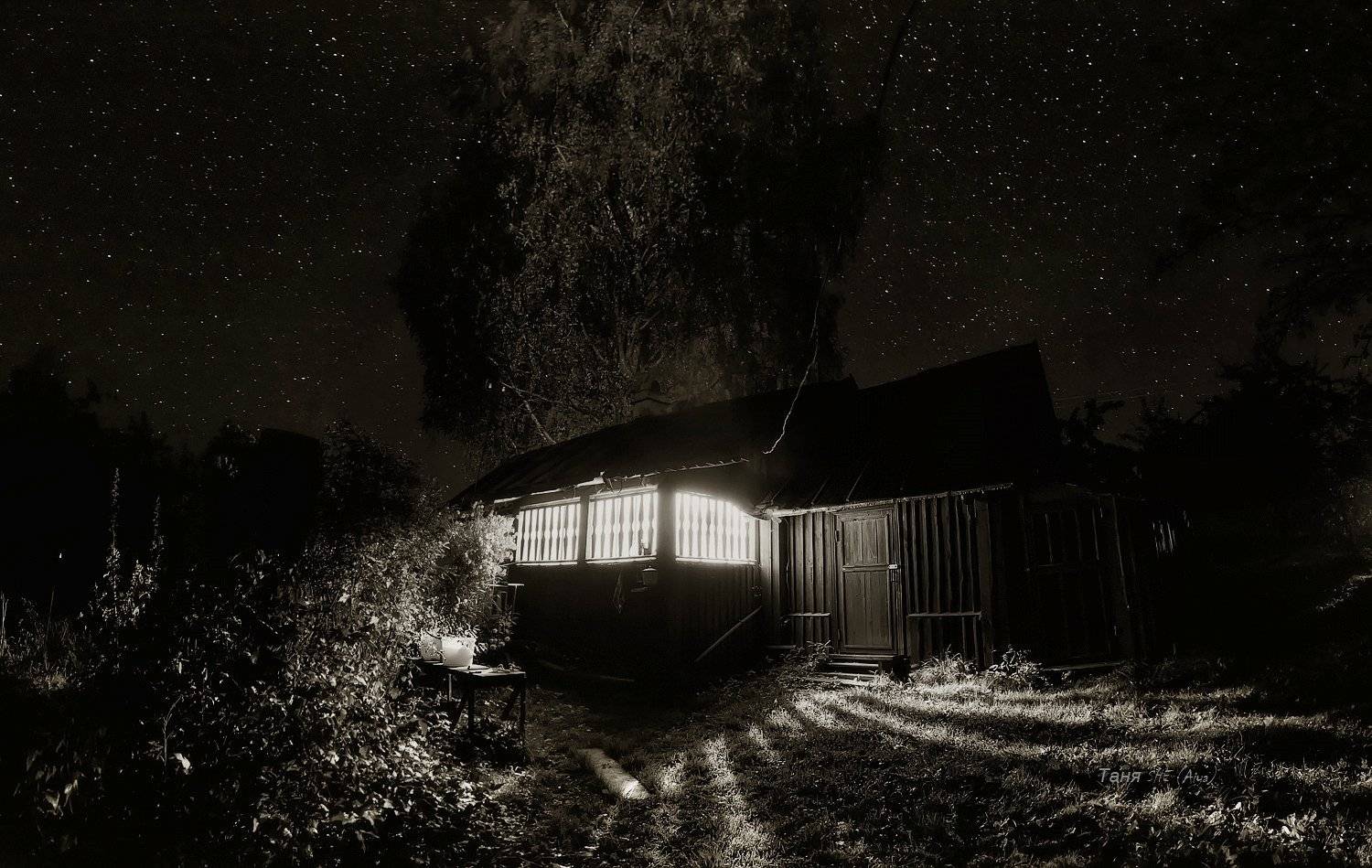 леноблась, питер, деревня, ночь, звёздное небо, чёрно белое , чб, болото, туман,  ленинградская область, ленобласть, Таня SHE (Aiya)
