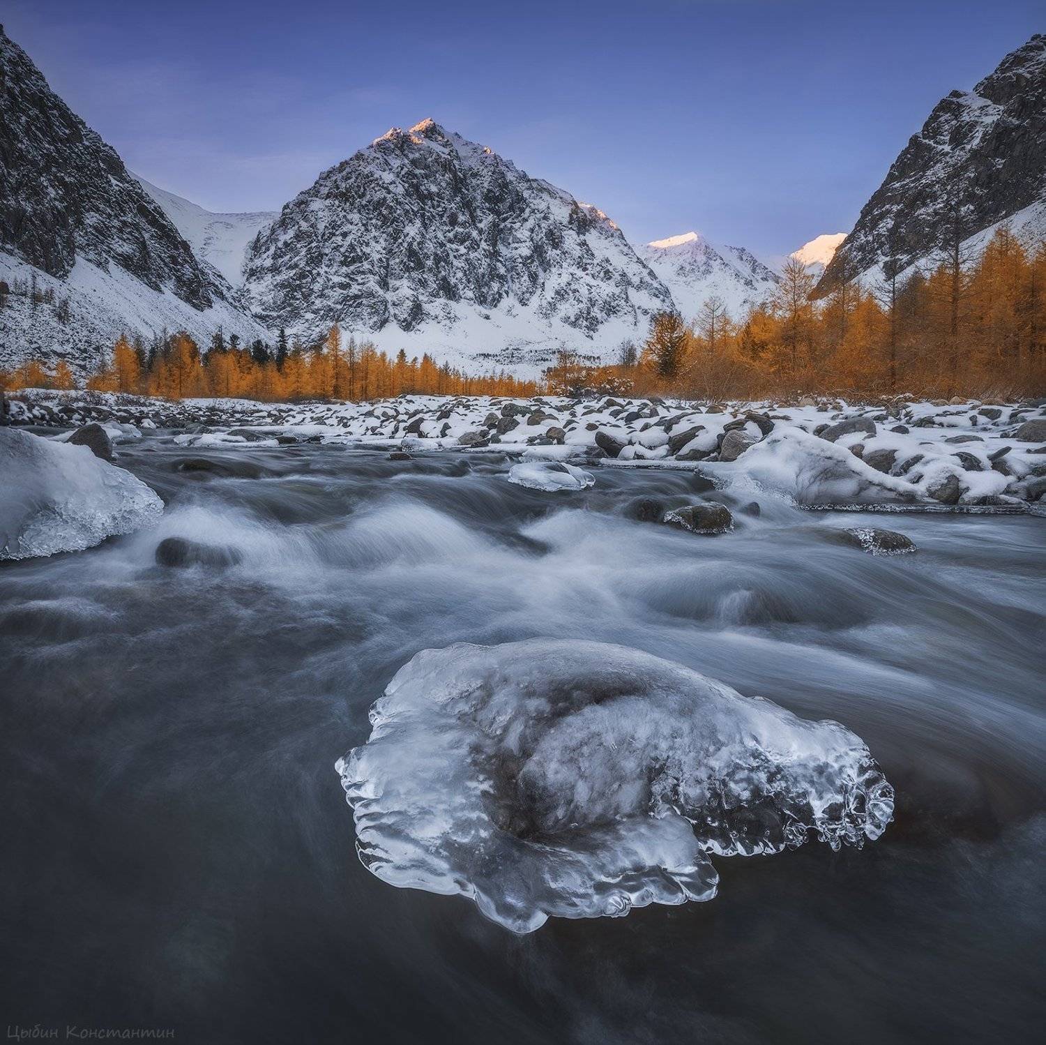 алтай, актру, актуру, караташ, горы, осень, река, снег, лед, mountain, altai, autumn, river, Цыбин Константин