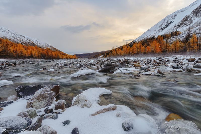 алтай, осень, рассвет Долина реки Актру фото превью