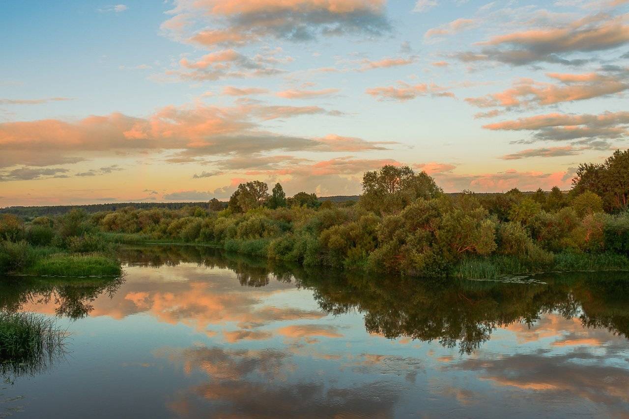 природа закат река облака отрожение, Максимова Людмила