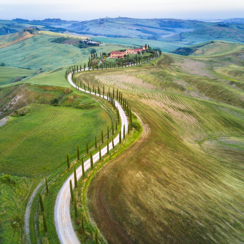 тоскана, италия, aerial, drone, tuscany, italy, italia, toscana Утро в Валь д\'Орче фото превью