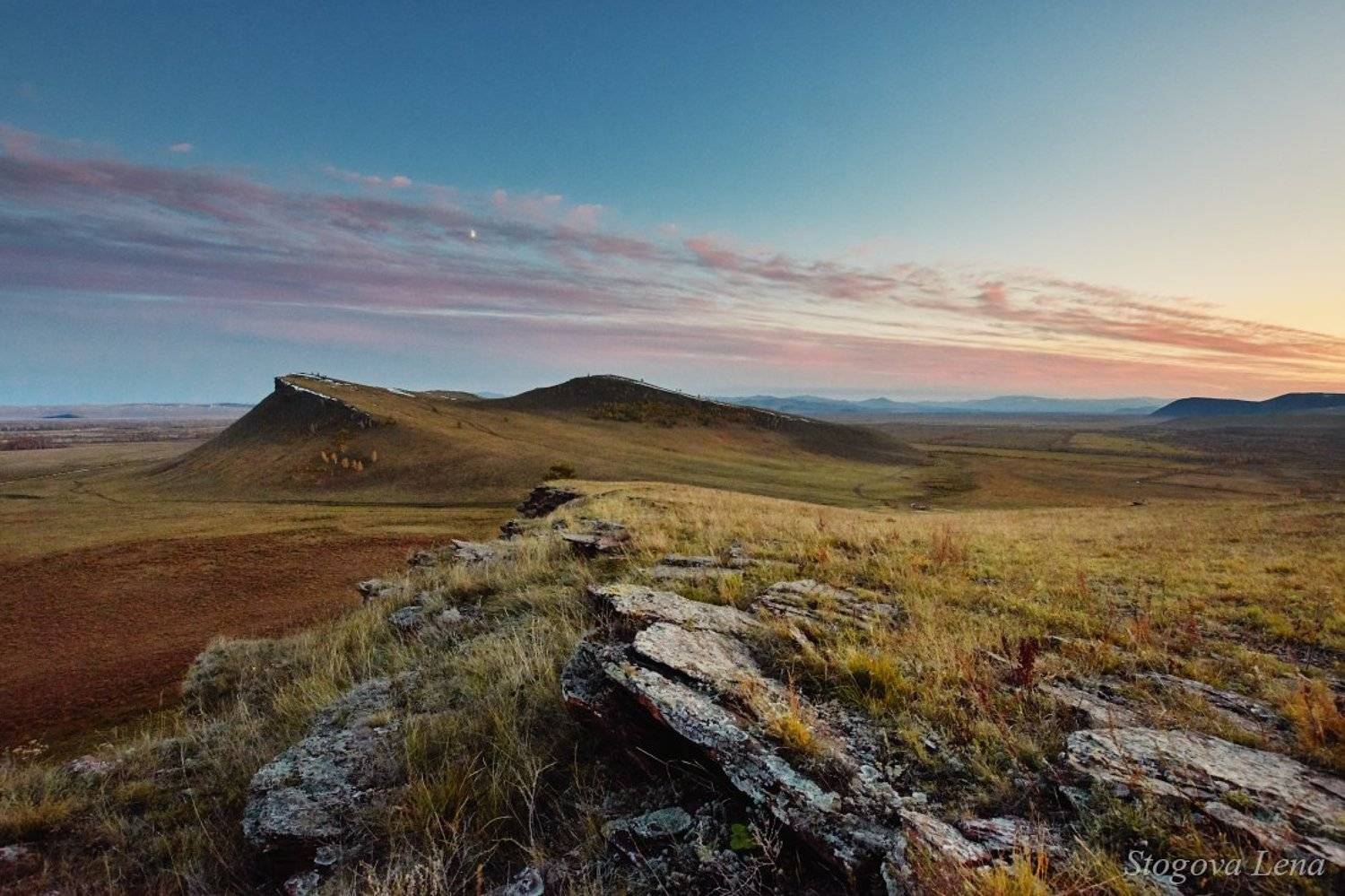 хакасия, осень, сундуки, закат, луна, Лена Стогова