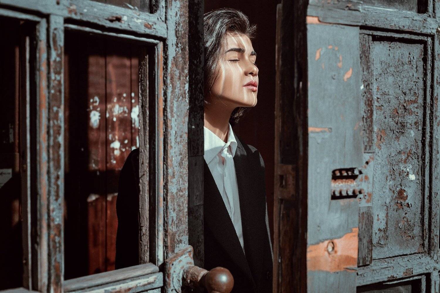 portrait, color, photo, blue, model, girl, eyes, Павел Соколов