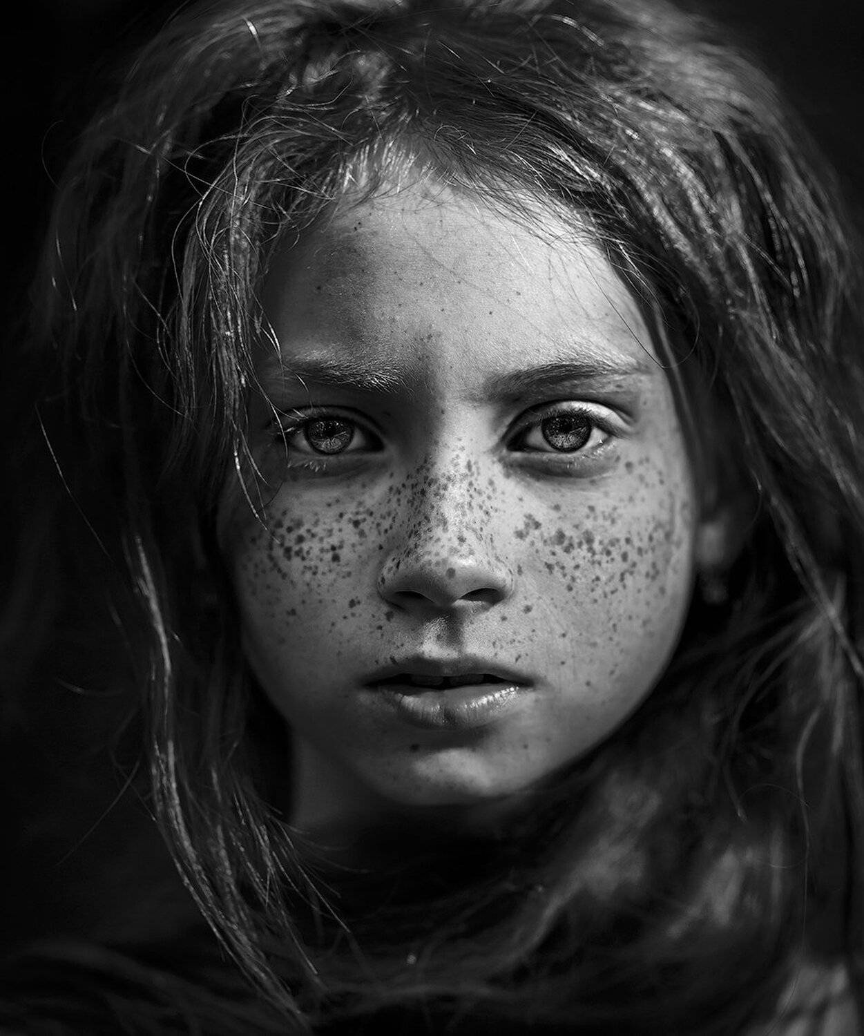 девочка, рыжик, чб, черно белая, веснушки, рыжая, Дарья Комарова