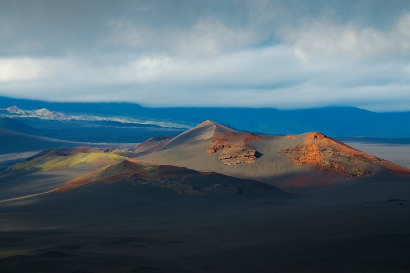 россия, камчатка, полуостров, природа, пейзаж, вулкан, лава, пепел, конус, закат, облака Марсианские хроники фото превью