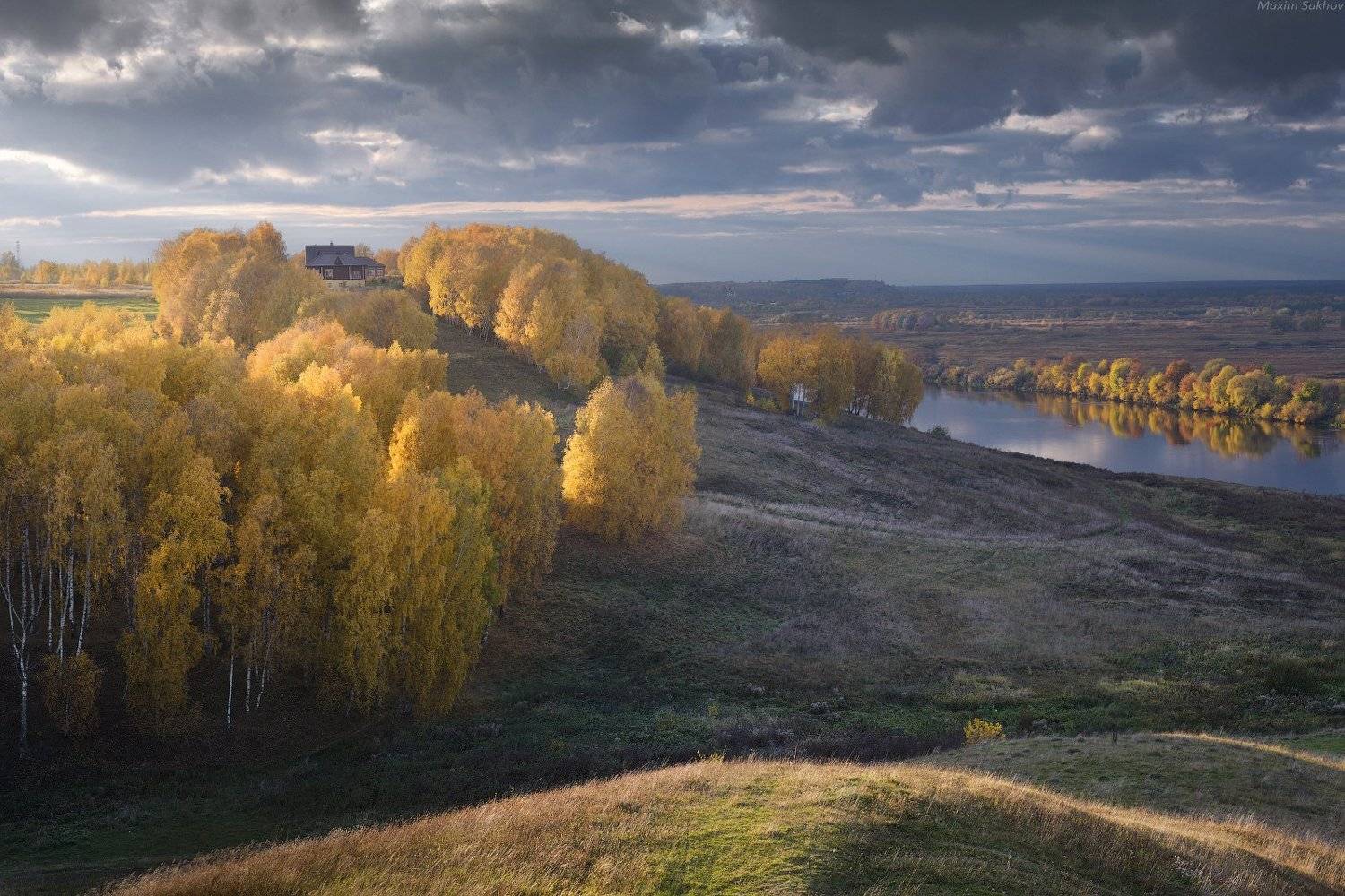 клязьма, осень, река, спуск, холмы, тучи, вязники, вечер, Максим Сухов