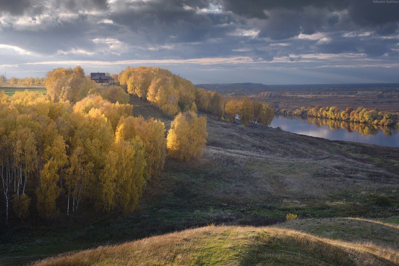 клязьма, осень, река, спуск, холмы, тучи, вязники, вечер Осенние тучи фото превью