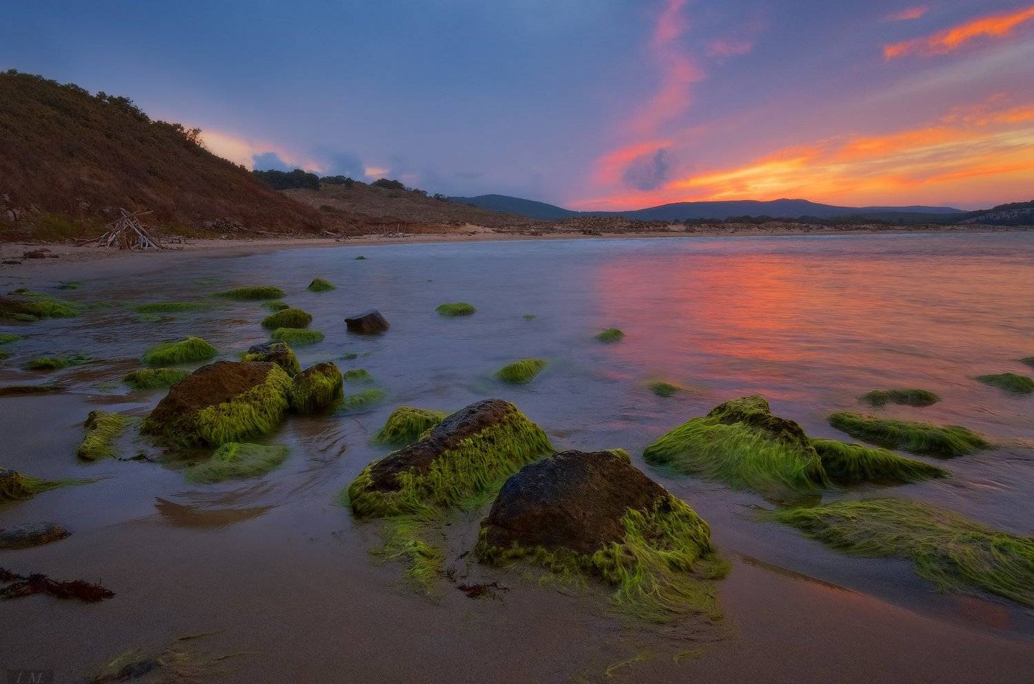 Болгария, закат, море, камни, Bulgaria, sunset, colors, Black sea, Черное море, бухта, пляж, путешествие, I'M