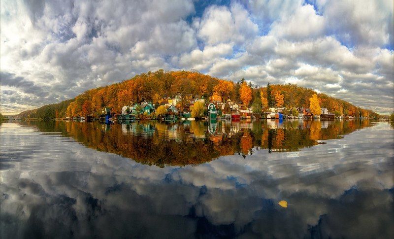 осень, воронеж, отражение Осенний Рыбачий, Воронежская область фото превью