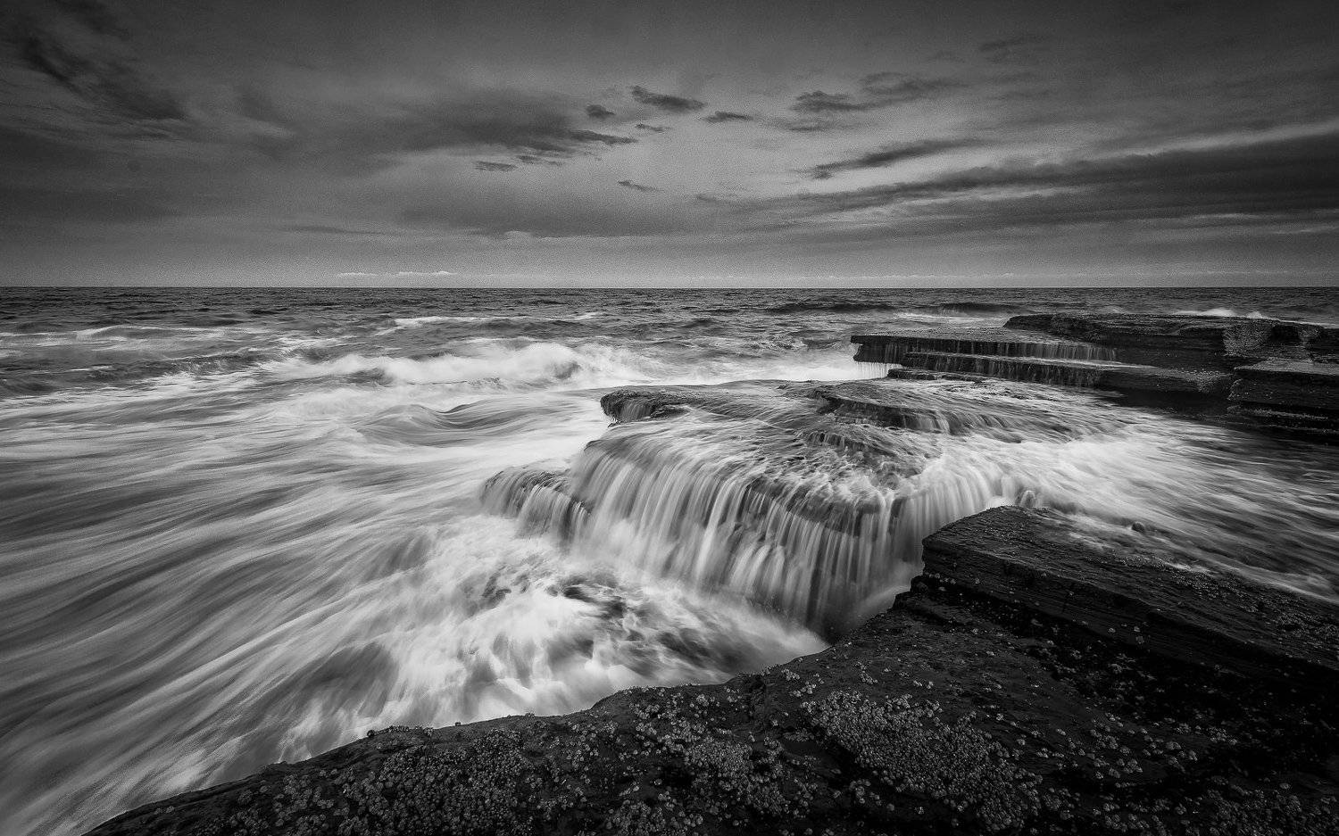 seascape, B&W, froggy