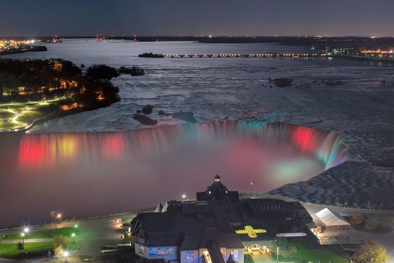 niagara, falls, night, canada, american, waterfall, ontario, nature, water, landscape, new, river, york, scenic, colorful, mist, light, travel, usa Niagara at night фото превью