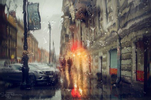 Дождливый Питер. Улица Рубинштейна