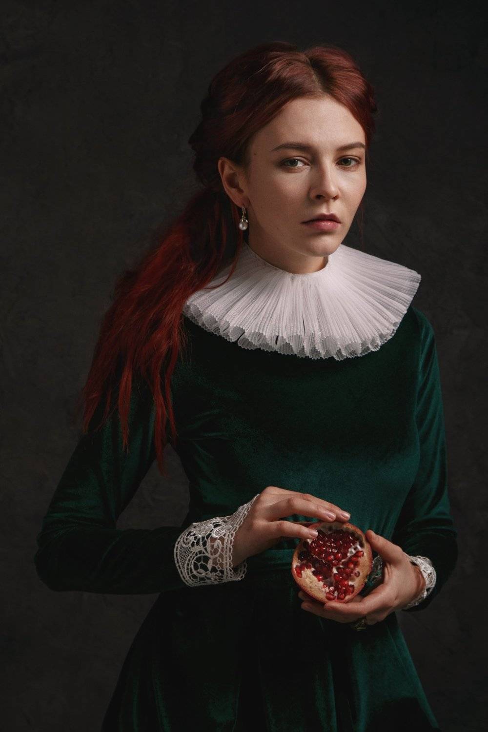 девушка, гранат, арт, стилизация, портрет, Юлия Дурова
