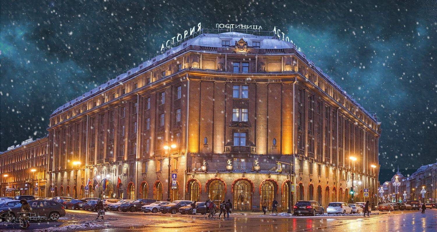 питер, санкт-петербург, исаакиевская площадь, отель, гостиница, снегопад, ночь, зима, снег, рехов, сергейрехов, rekhov, sergejrekhov, Сергей Рехов