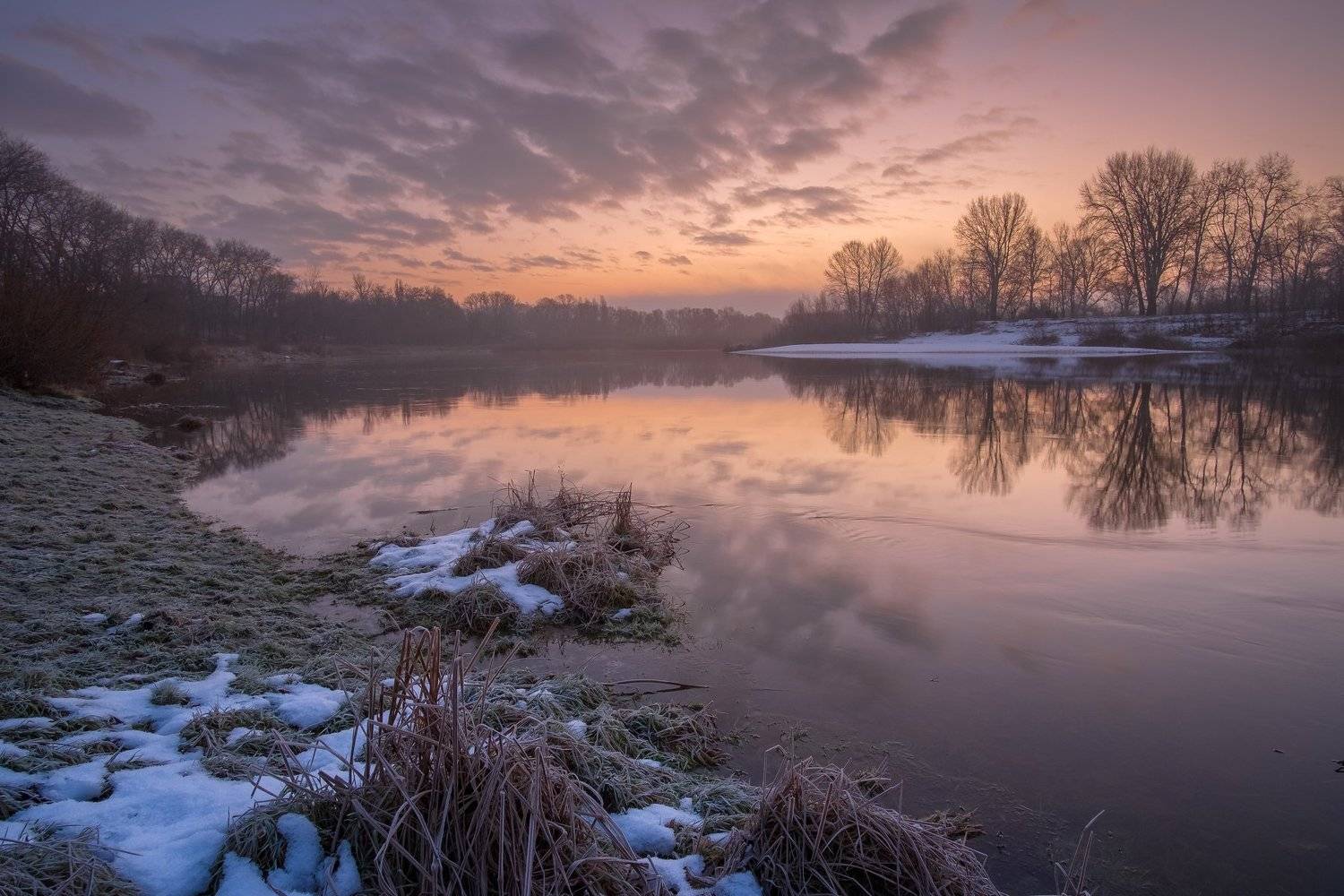 рассвет,утро,река,мороз,иней,природа,пейзаж,вода,десна, Alex Arendar