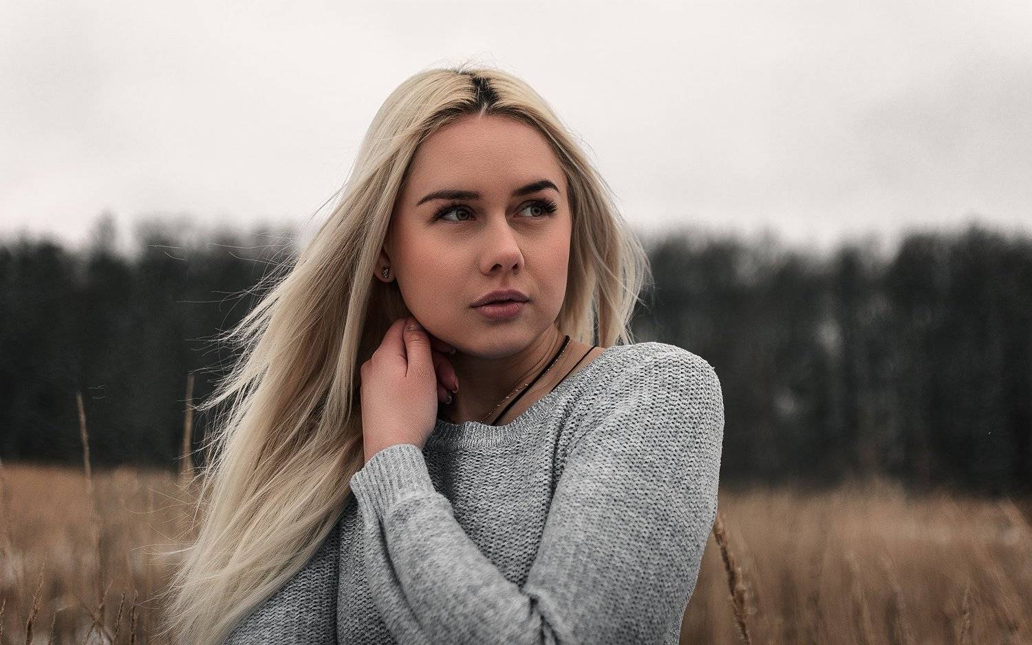 девушка, зима, ветер, модель, Александр