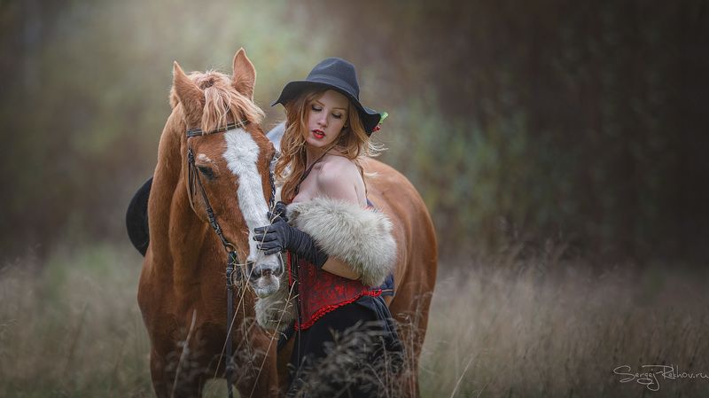 конюшня, девушка, конь, животное, рехов, СергейРехов, rekhov, sergejrekhov Выйду в поле с конём... фото превью