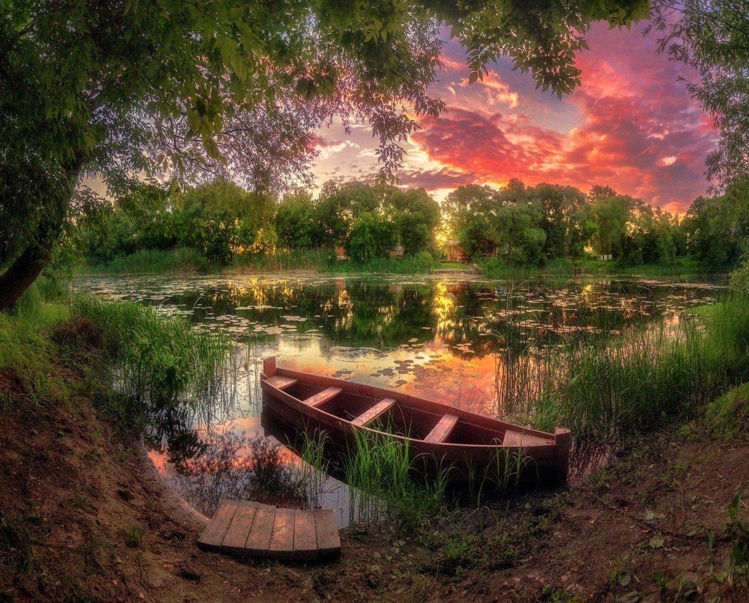 воронеж, усманка, река, пейзаж, лето, лодка, закат, Тимур Подколзин