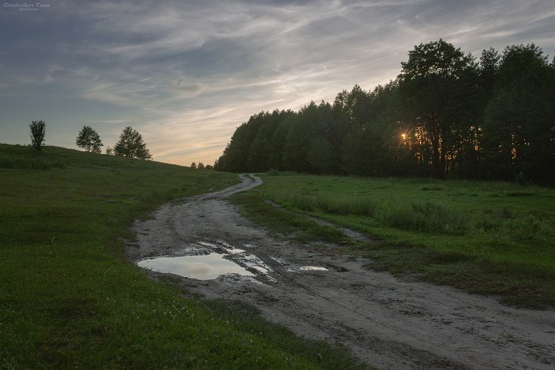 пейзаж,природа,закат,дорога,лето  фото превью