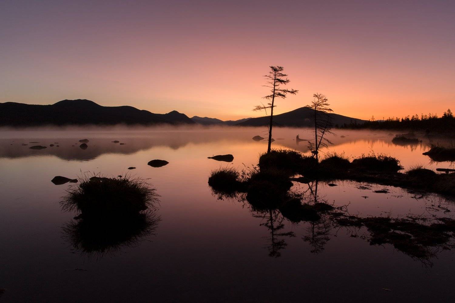 озеро, рассвет, тишина, отражение, сумерки, колыма, Антон Селезнев