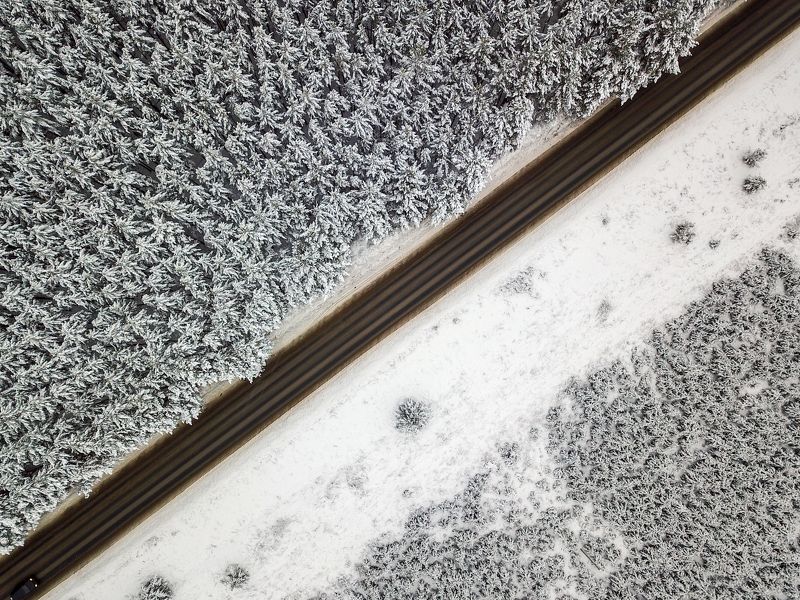 снег, dji, зима, лес, дорога, россия, графика Снежная графика фото превью