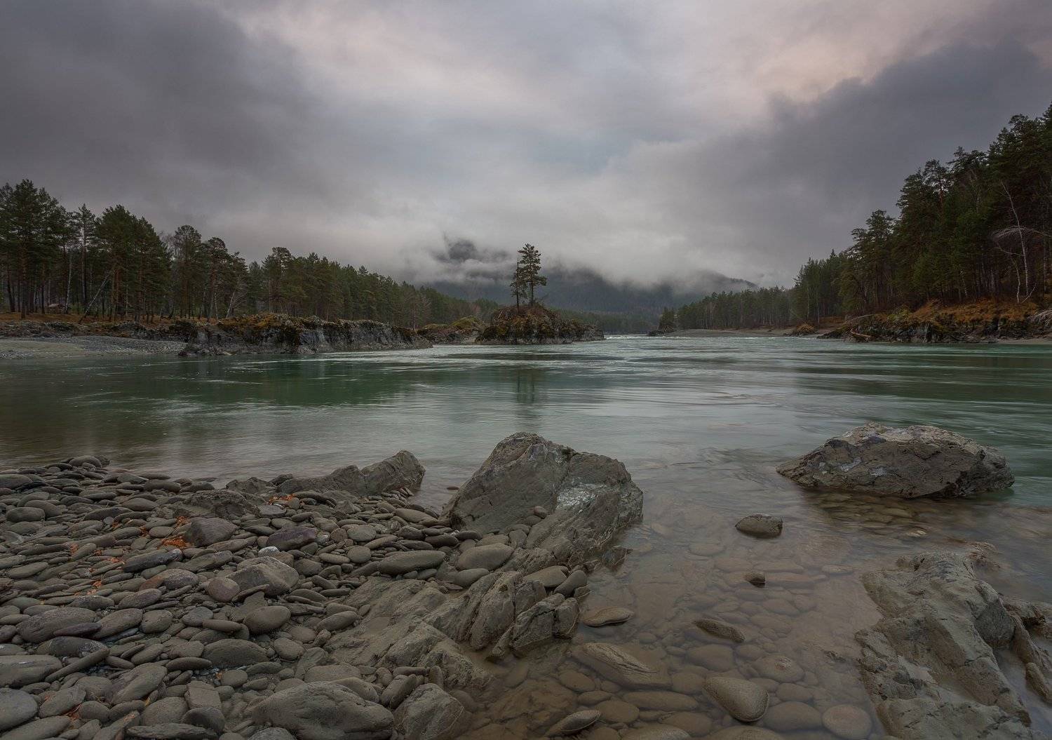 река, Алтай, Катунь, утро, горы, рассвет, Павел Попов