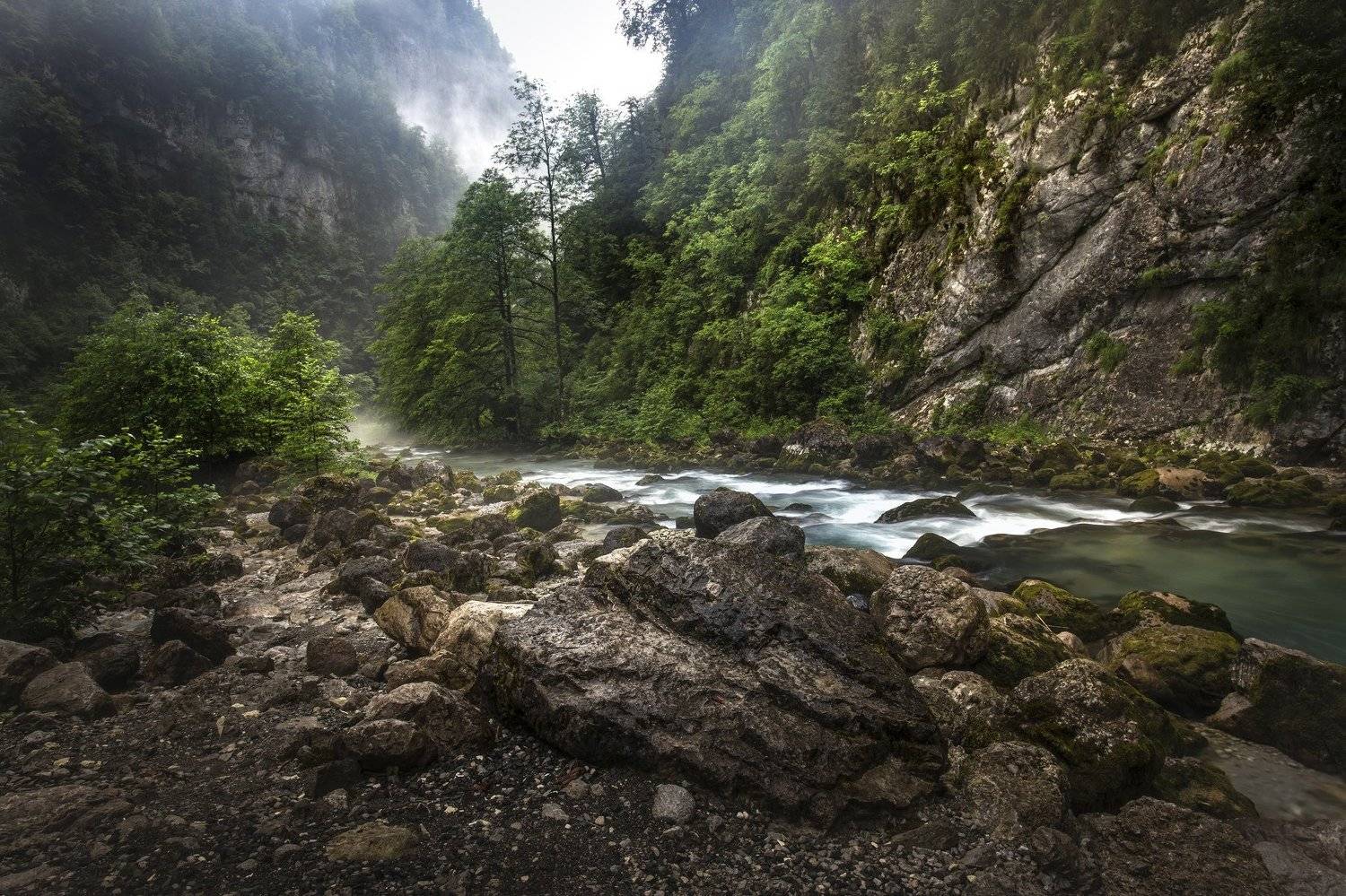 горы, река, поток, туман, облака,, Татьяна Борисова