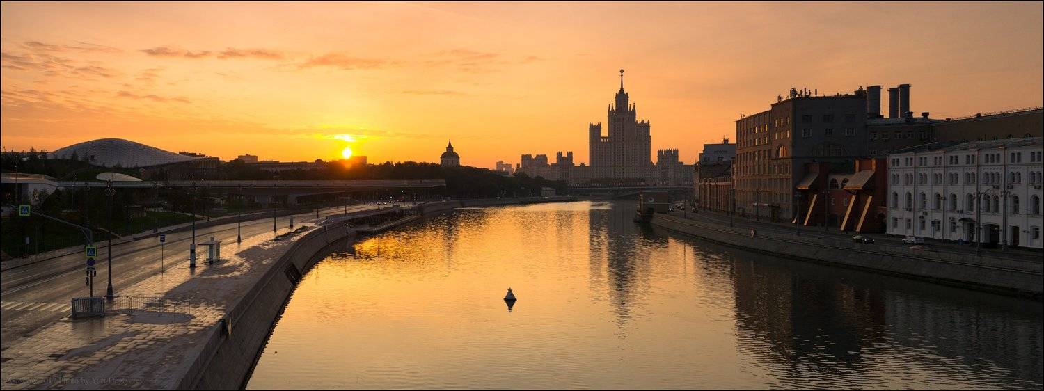 город, столица, Москва, Россия, рассвет, высотка, река, солнце, Юрий Дегтярёв