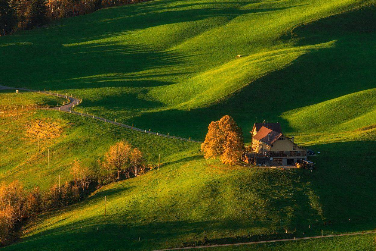 швейцария, поля, вечер, осень, Cтанислав Малых