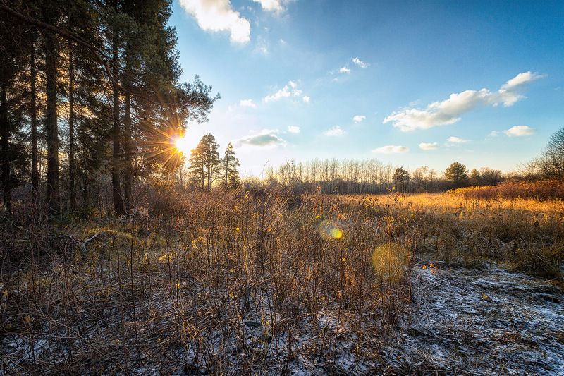 осень, закат, небо, облака, снег Один осенний день семнадцатого... фото превью