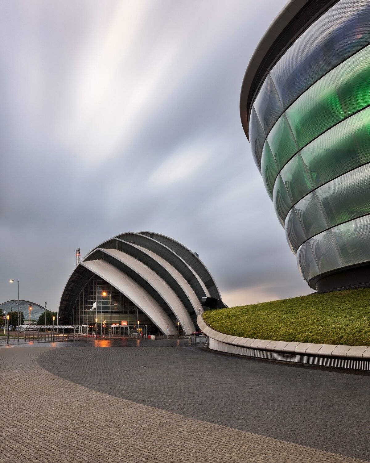 arch, architecture, armadillo, art, auditorium, britain, building, center, centre, city, cityscape, concert, conference, culture, curve, curved, design, dusk, entertainment, europe, evening, exhibition, glasgow, glass, hall, hydro, iconic, illuminated, la, Andrey Omelyanchuk