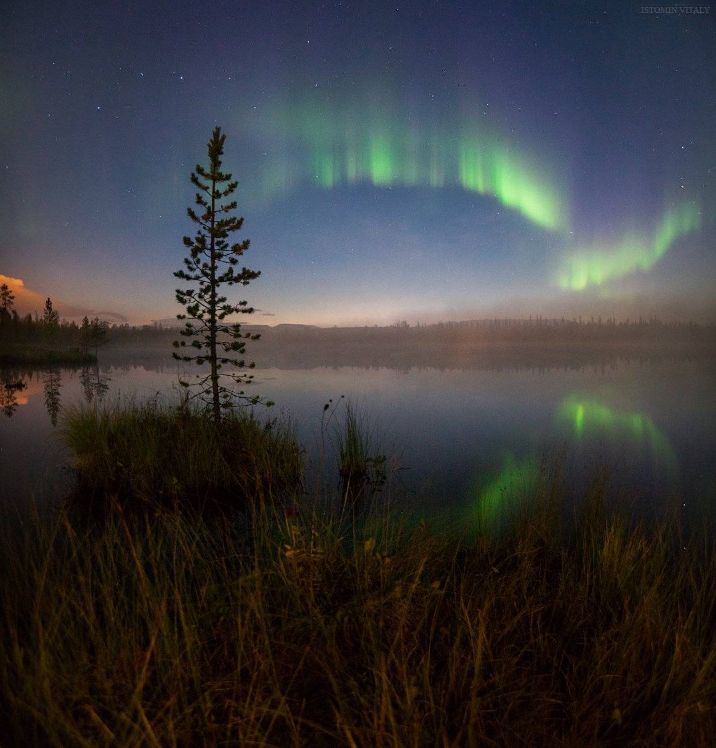 пейзаж,отражение,россия,хибины,пейзаж,россия,осень,сияние, Виталий Истомин