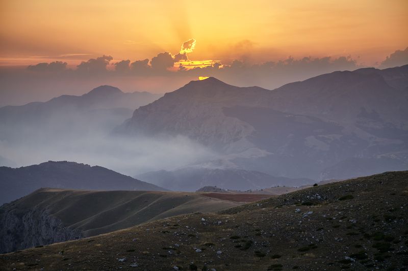 черногория, дурмитор, горы Закат в Дурмиторе фото превью