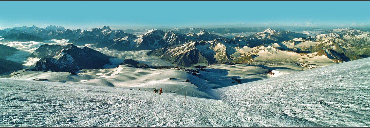 кавказ, г.эльбрус, утро, панорама, скан с плёнки, АНАТОЛИЙ ДОВЫДЕНКО