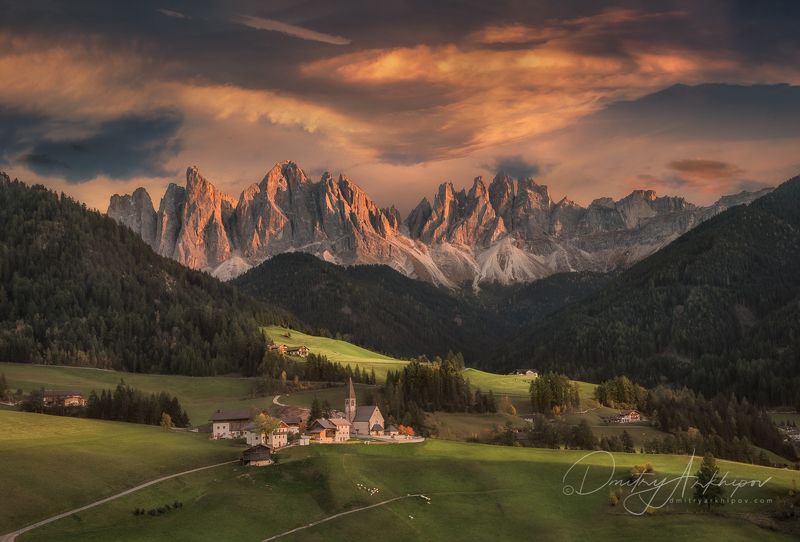 dolomites, доломиты, доломитовы альпы, santa magdalena Закат в Доломитовых Альпах фото превью