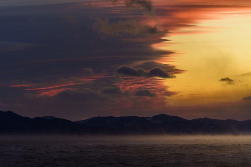 Байкал, закат, вода, лед, горы  фото превью