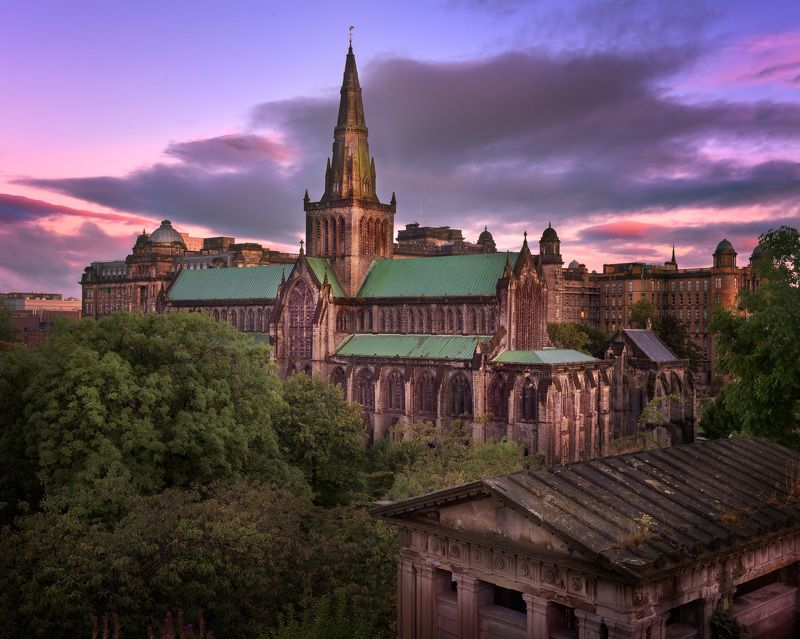 ancient, architecture, belfry, blue, britain, brown, building, cathedral, cemetery, church, churchyard, city, cityscape, construction, dawn, dom, europe, european, faith, glasgow, gothic, grave, graveyard, great, history, iconic, kingdom, landmark, mediev Glasgow Cathedral and Glasgow Skyline фото превью