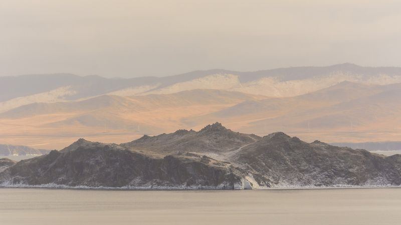 природа, Байкал, острова, вода, облака, лед, рассвет Пастель фото превью