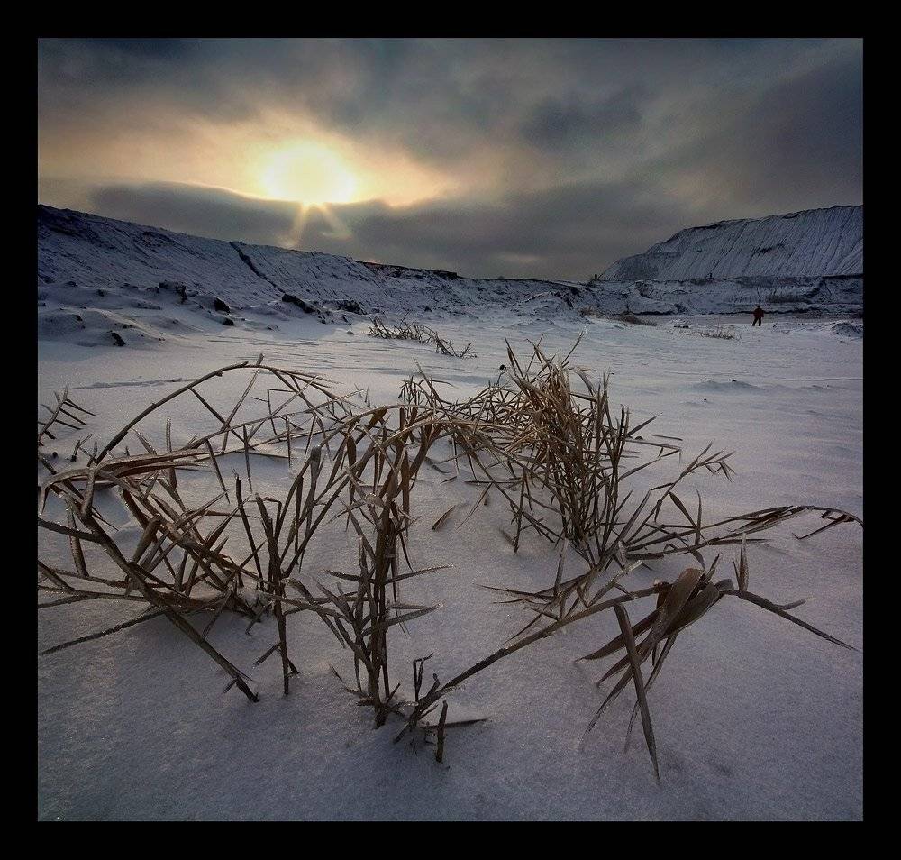вечер,	 зима, террикон, Петриченко Валерий