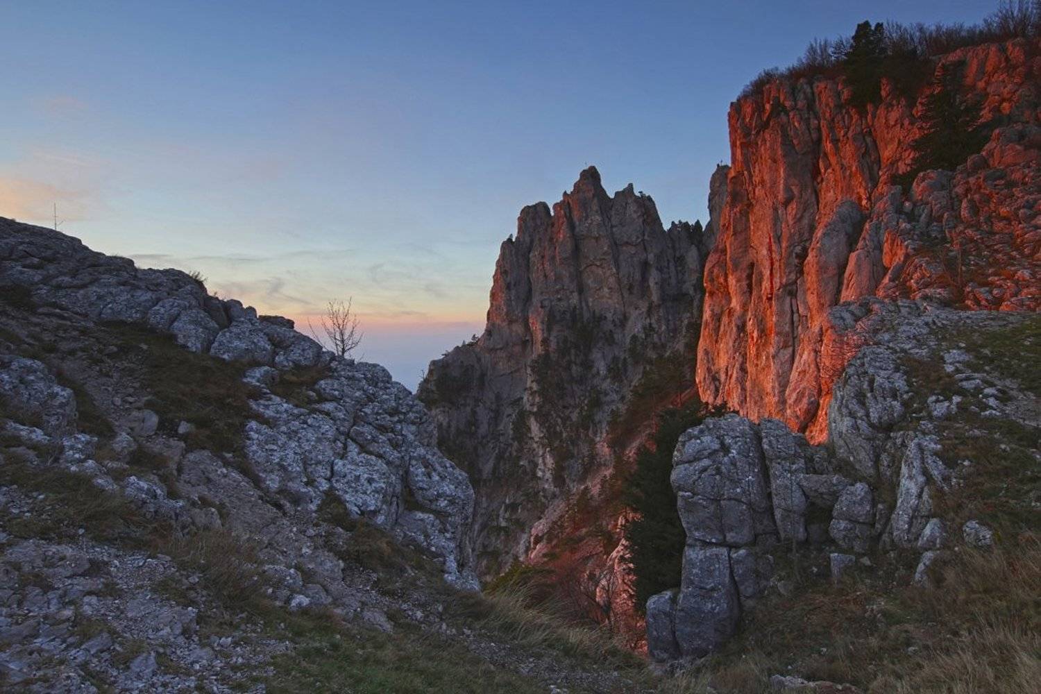 горы, небо, утро, свет, скалы, деревья, облака, рассвет, пейзаж, природа, крым,, Сергей Шульга