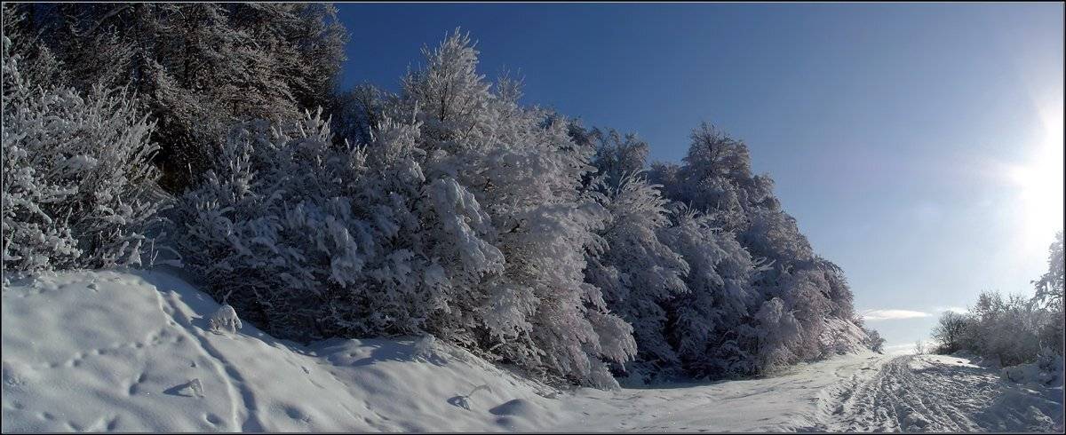 зима, мороз, снег, иней, дорога, панорама, Владимир