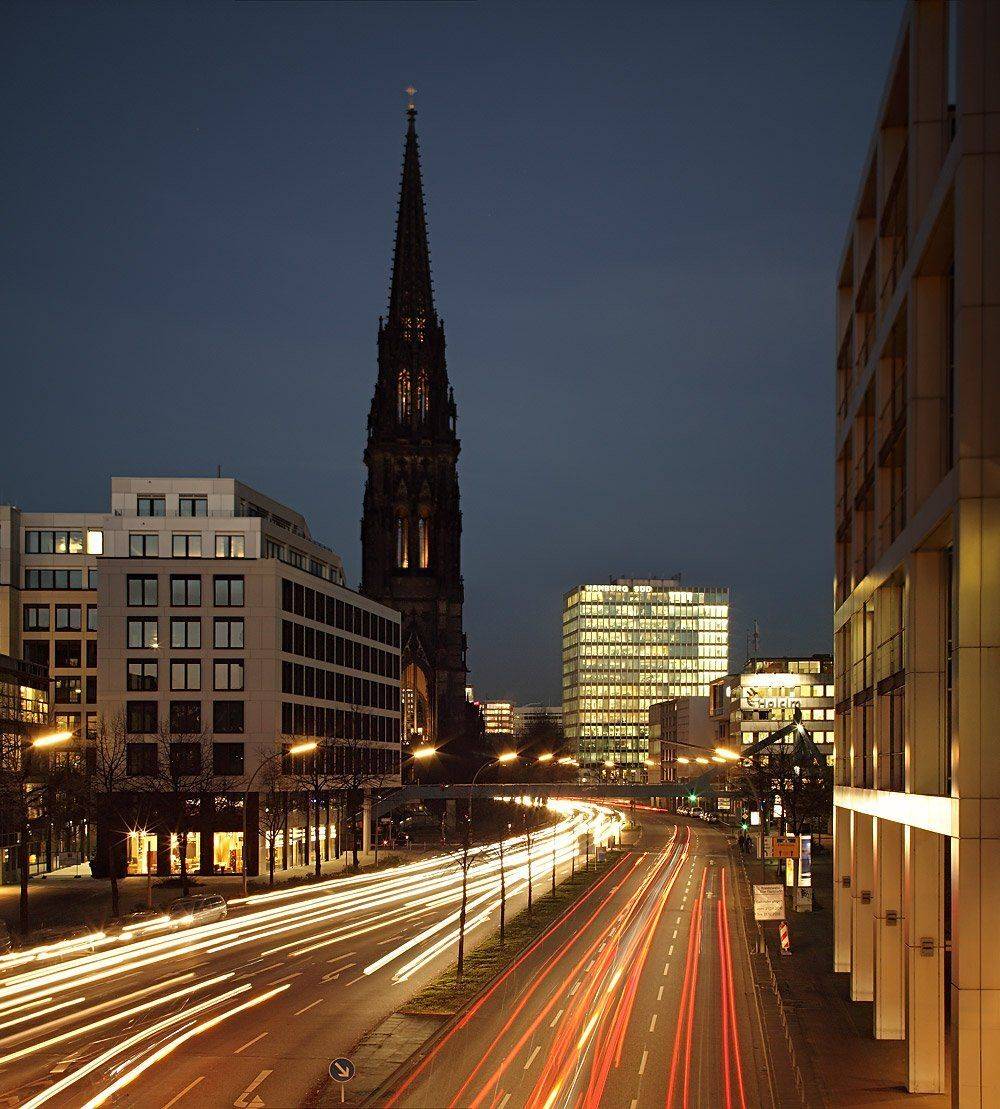 город, гамбург, вечер, улица, Игорь Дубровский