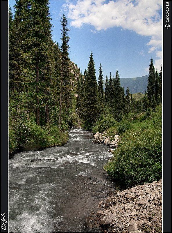 река, горы, лес, водопад Тургеньское ущелье. фото превью